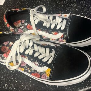 Vans Black Floral Sneakers